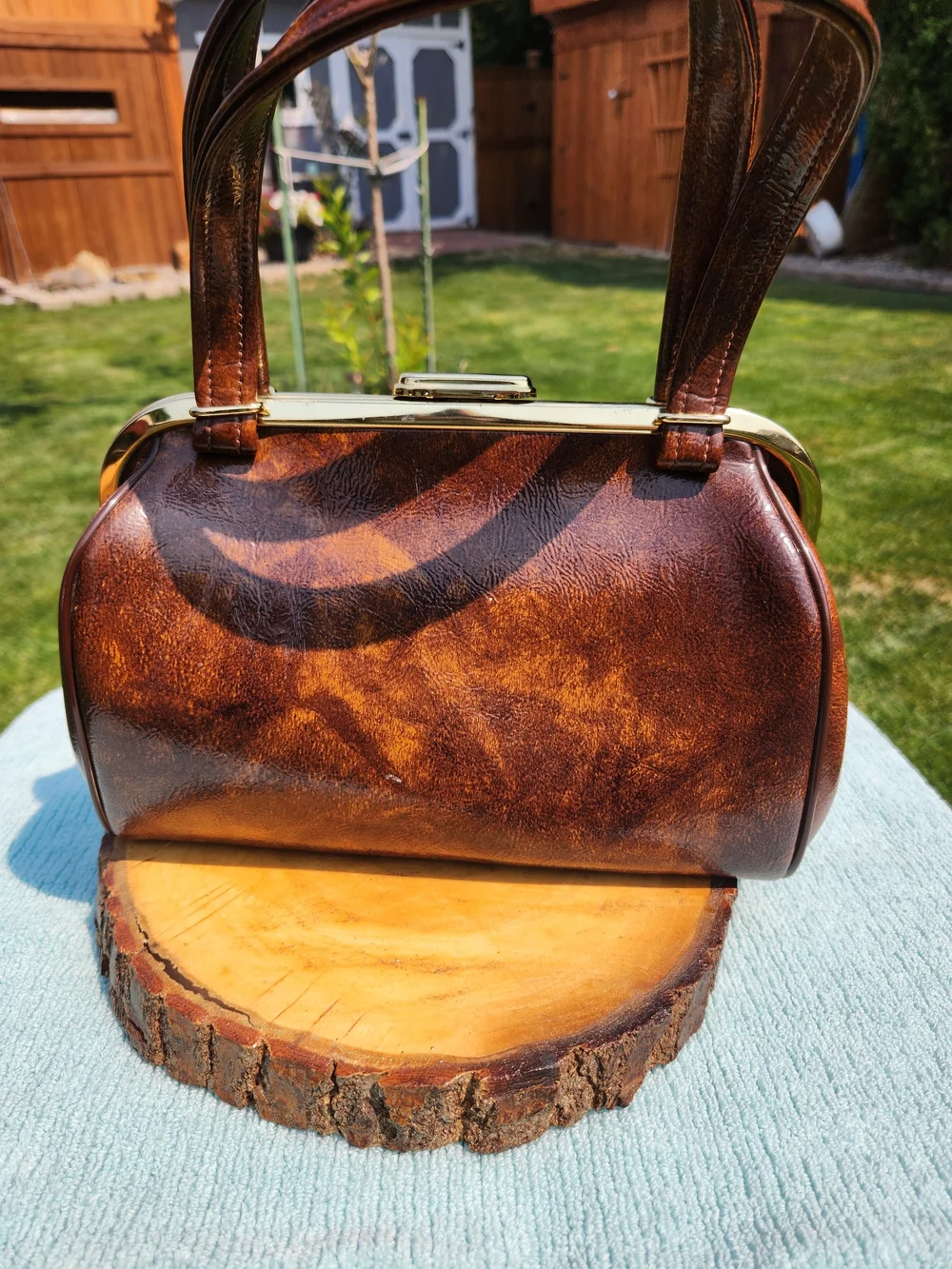Classic Brown  Top-Handle Bag with Gold Hardware